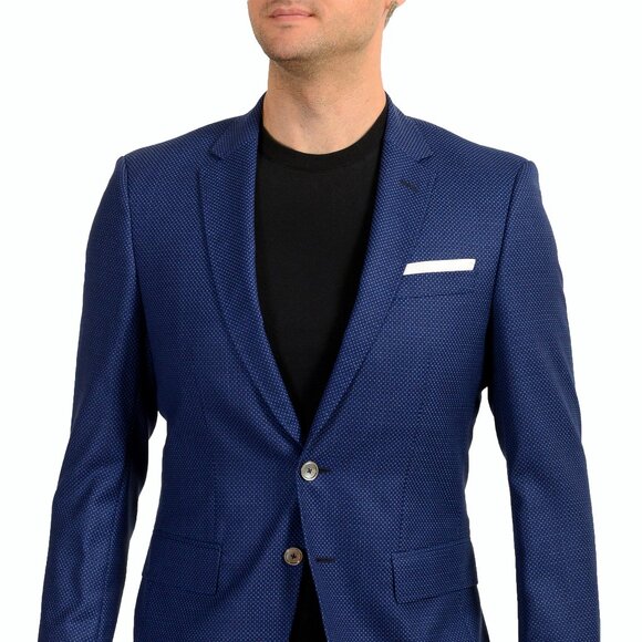 Hugo Boss Men's Hutsons4 Slim Fit Blue 100%Wool Two Button Blazer US 42S IT 52S - Picture 1 of 7